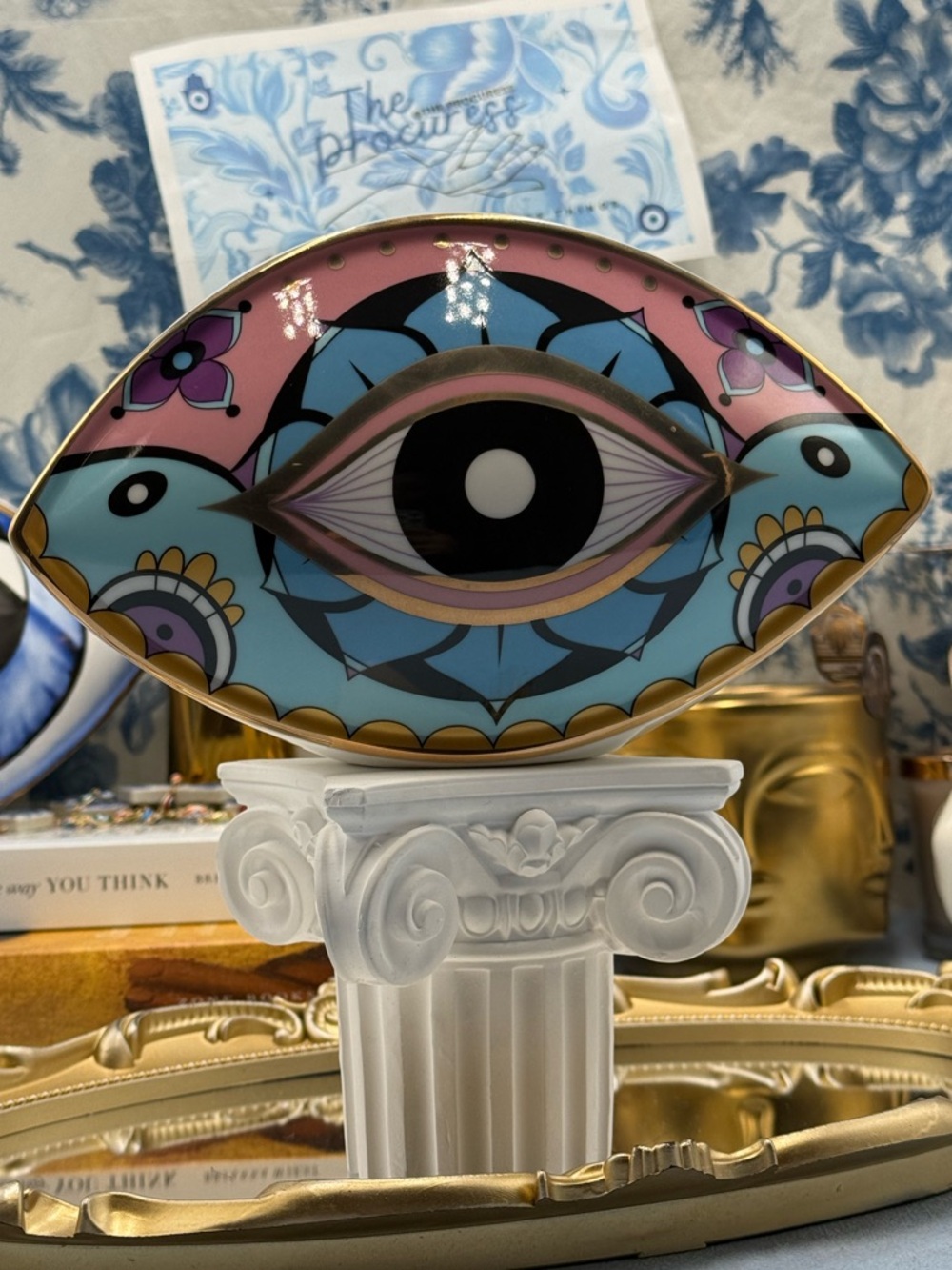🆕 THE PROCURESS COLLECTION 🧿 All-Seeing Eye Paperweight - Boho Gold Pink - Picture 13 of 16